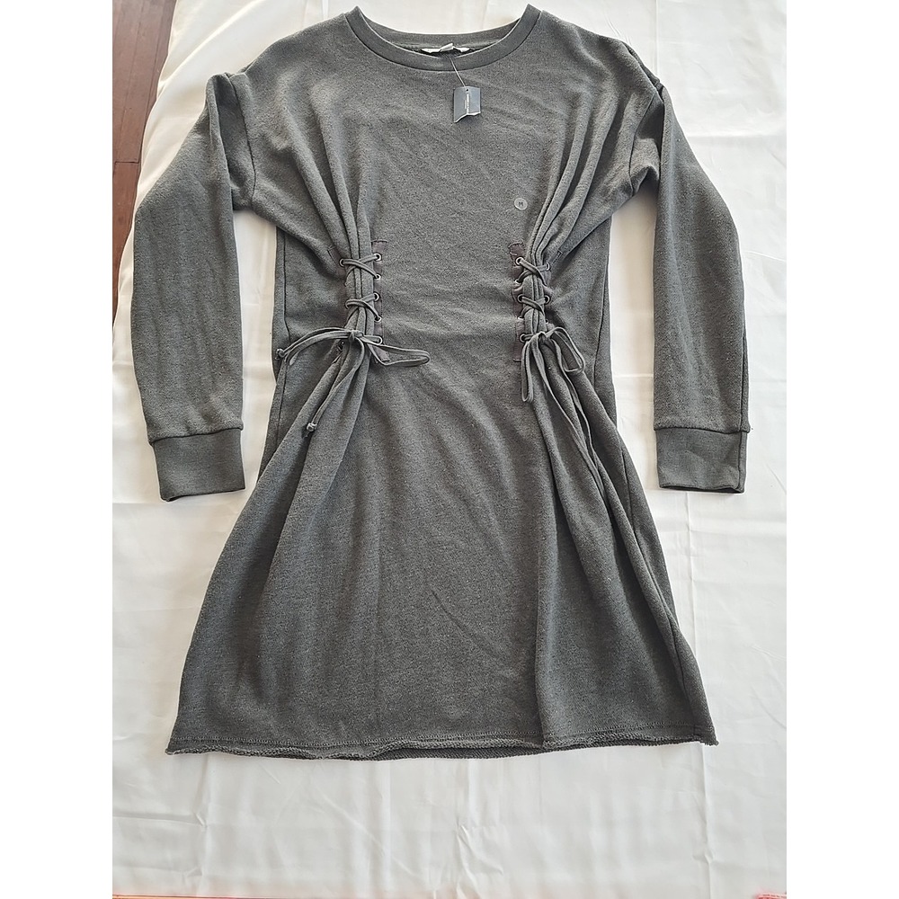 Nwt American Eagle Womens Dress Medium Cinched Waist Edgy Corset Gray‎ Y2K Crew